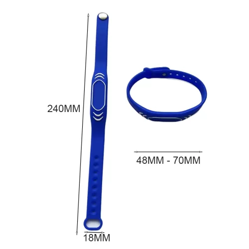 5 Braccialetti RFID In Silicone Impermeabili 13.56 MHz Classic 1K - NFC Regolabili Per Accessi, Eventi, Piscine, Palestra (Blu) - 4