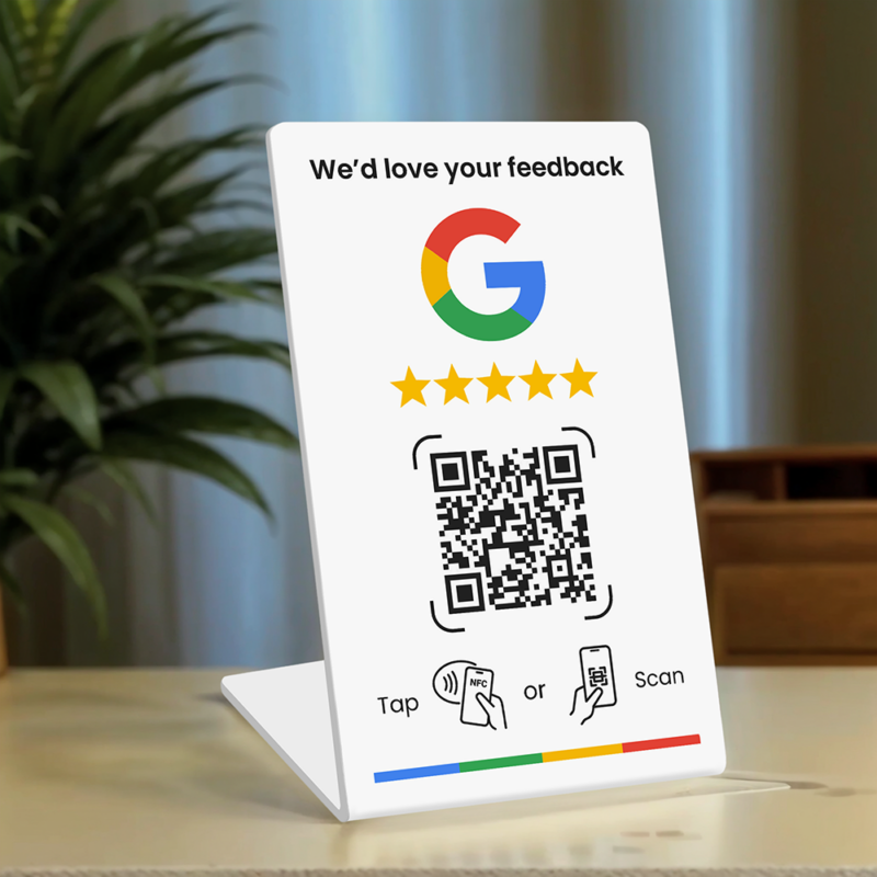 Google Review Stand (NFC Tap + QR Code) Small #2 - ABC RFID